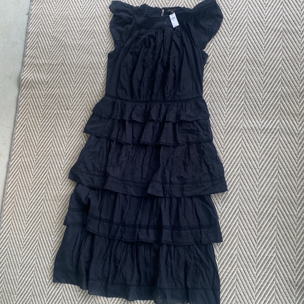 NWT! BANANA REPUBLIC BLACK SELENE EMBROIDERED MIDI DRESS MEDIUM TALL MT festival - Picture 6 of 7
